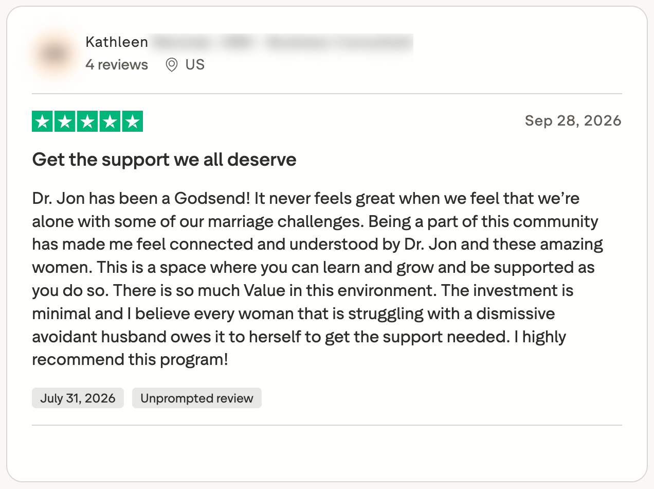 Trustpilot review from Kathleen titled Get the support we all deserve